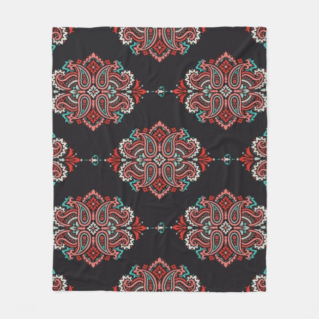Asian paisley elements, boho vintage pattern. fleece blanket (Front)