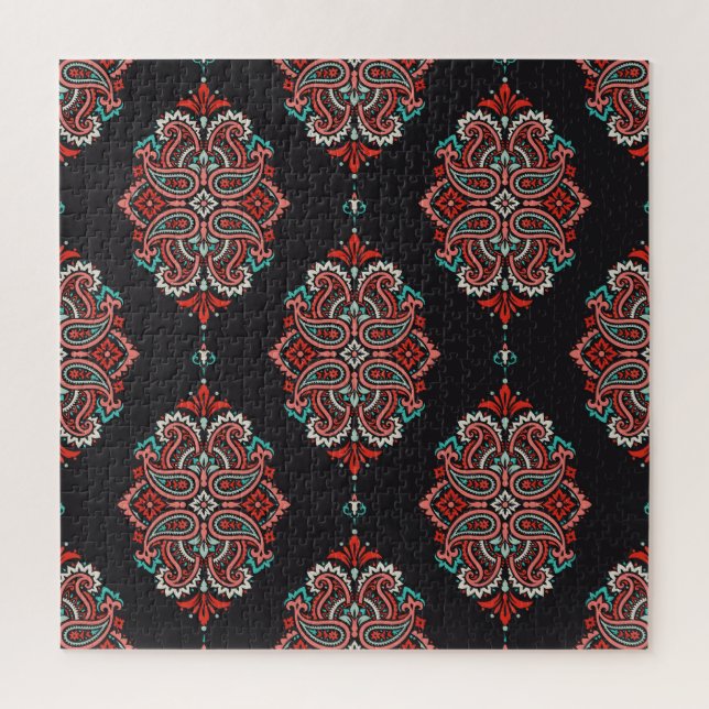 Asian paisley elements, boho vintage pattern. jigsaw puzzle (Vertical)