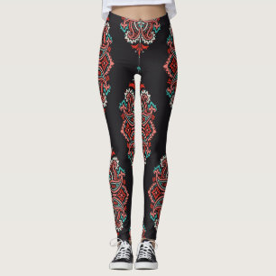 Asian paisley elements, boho vintage pattern. leggings