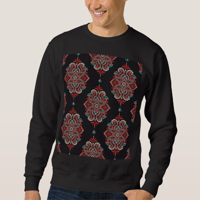 Asian paisley elements, boho vintage pattern. sweatshirt (Front)