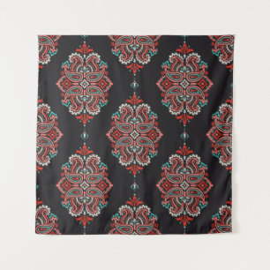 Asian paisley elements, boho vintage pattern. tapestry