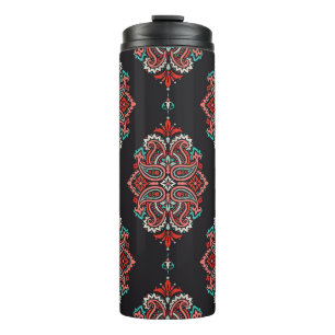 Asian paisley elements, boho vintage pattern. thermal tumbler
