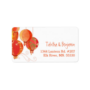 Asian Paper Lanterns Chic Wedding Address Label