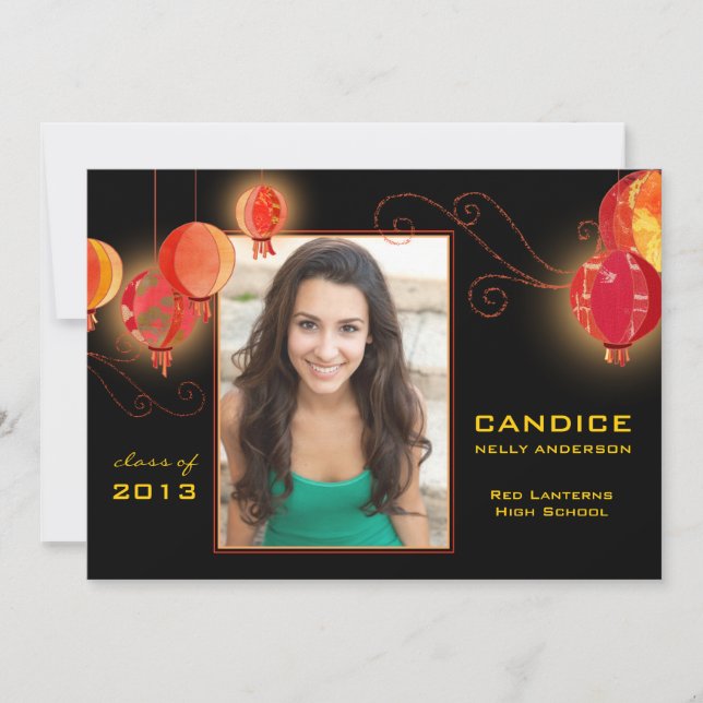 Asian Paper Lanterns Photo Grad 2013 Announcement (Front)