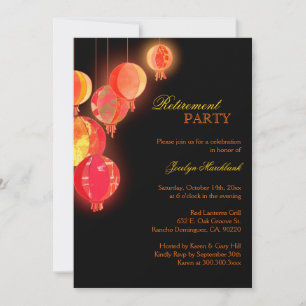 Asian Paper Lanterns Retirement Party Invitation