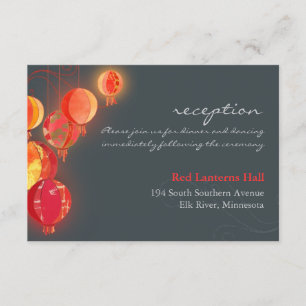 Asian Party Lanterns Wedding Reception Enclosure Card