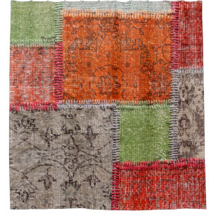Asian patchwork carpet in Istanbul, Turkey. Close  Shower Curtain