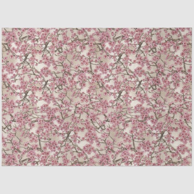 Asian Pink Cherry Blossoms Tissue Paper (Front)