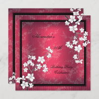 Asian Red Black Blossom White Birthday Party