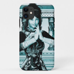 Asian Royal Woman Blue Portrait Art iPhone 11 Case