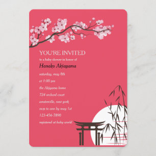 Asian Sakura Baby Shower Invitation