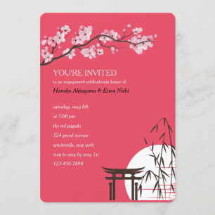 Asian Sakura Engagement Party Invitation