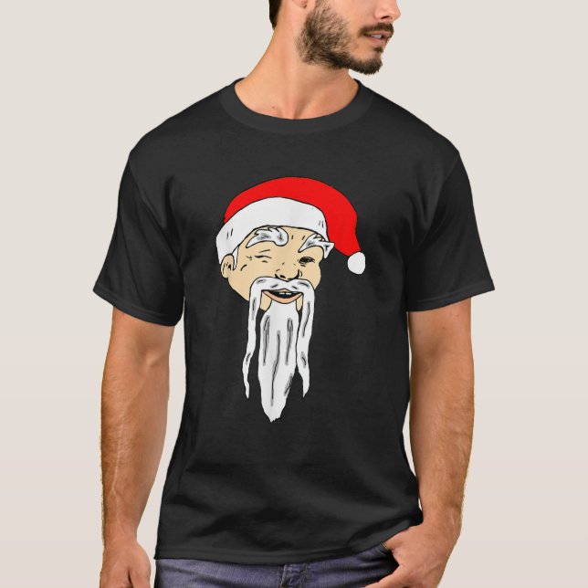 Asian Santa Claus Christmas Winking Santa  T-Shirt (Front)