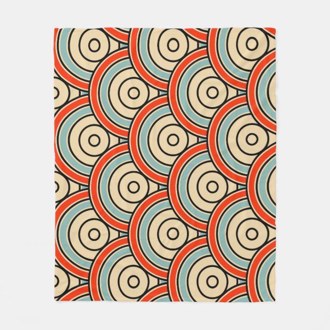 Asian Scales Waves Ivory Pattern Fleece Blanket (Front)