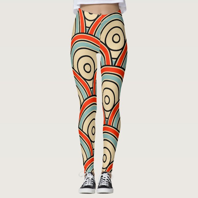 Asian Scales Waves Ivory Pattern Leggings (Front)