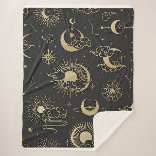 asian seamless pattern with clouds moon sun stars sherpa blanket