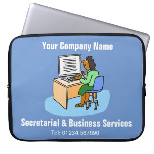 Asian Secretary at an Office Computer. Laptop Sleeve