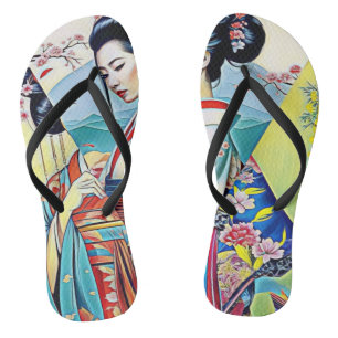 ASIAN SPRING DESIGNER COLLAGE FLIP FLOPS