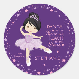 Asian Stars & Moon Ballerina Classic Round Sticker