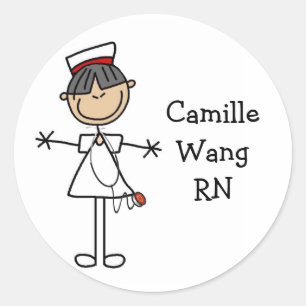 Asian Stick Figure Nurse T-shirts and Gifts Classic Round Sticker
