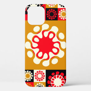 asian style ethnic mosaic with stylised flowers in iPhone 12 case