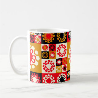 asian style ethnic mosaic with stylised flowers in coffee mug