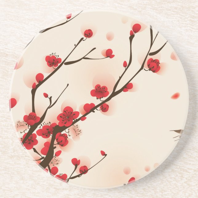 Asian Style Painting, Plum Blossom in Spring Coaster (Front)