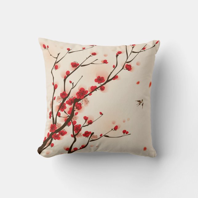 Asian Style Painting, Plum Blossom in Spring Cushion (Front)