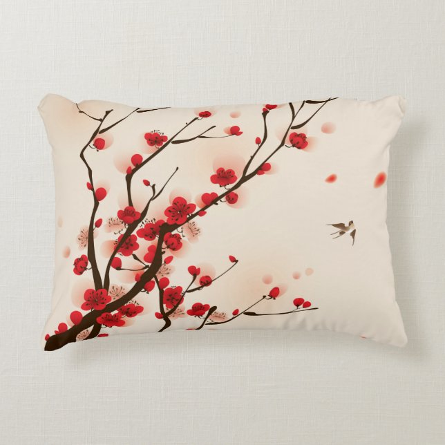 Asian Style Painting, Plum Blossom in Spring Decorative Cushion (Front)