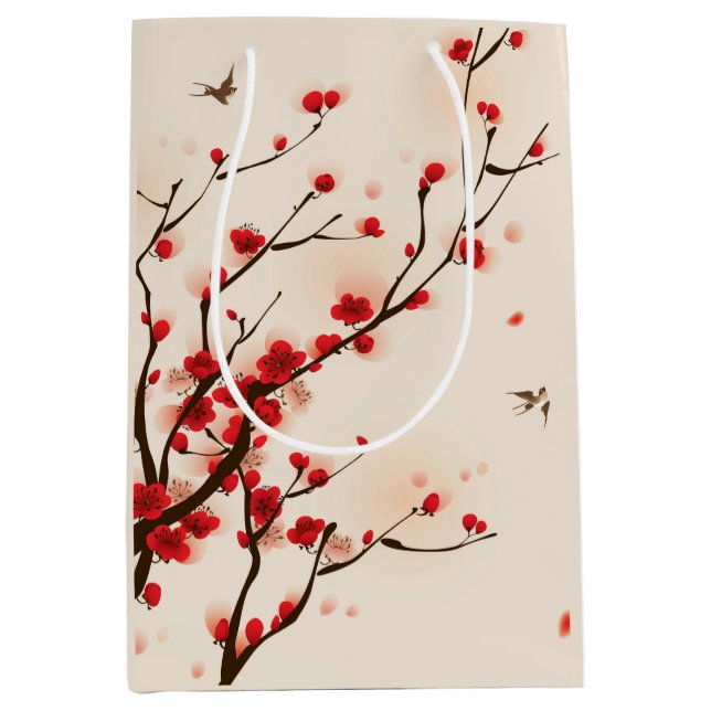 Asian Style Painting Plum Blossom in Spring Medium Gift Bag (Front)