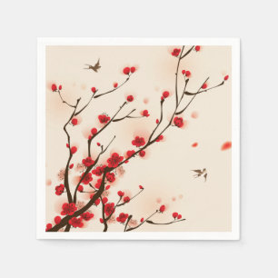 Asian Style Painting Plum Blossom in Spring Napkin