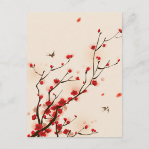 Asian Style Painting Plum Blossom in Spring Postcard