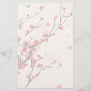 Asian Style Painting, Plum Blossom in Spring Stationery