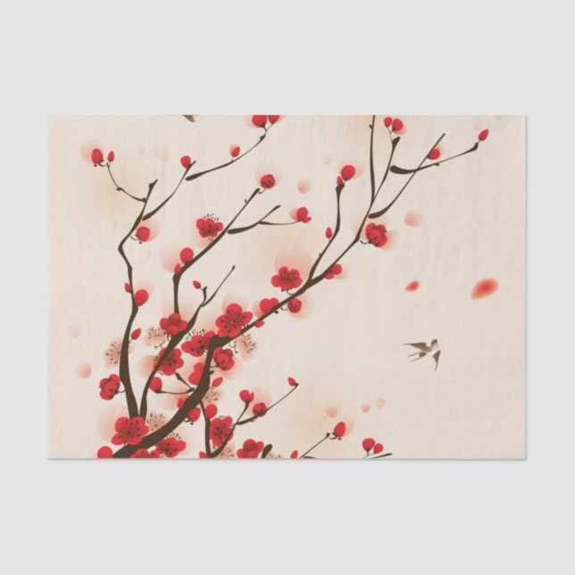 Asian Style Painting, Plum Blossom in Spring Tissue Paper (Front)