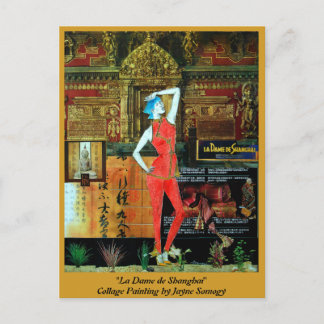 Asian-style postcard w/ Original Collage Art