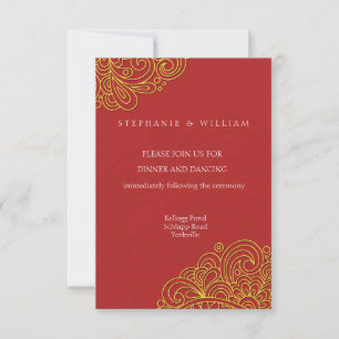 Asian Swirl Wedding Reception Card