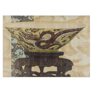 Asian Tapestry with Bowl and Dragon Design Cutting Board