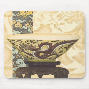 Asian Tapestry with Bowl and Dragon Design Mouse Mat