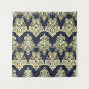Asian Textile: Floral Paisley Illustration Tapestry