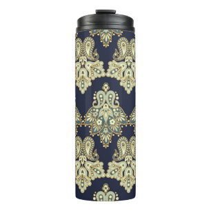 Asian Textile: Floral Paisley Illustration Thermal Tumbler