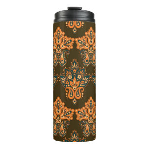 Asian Textile Paisley: Floral Vintage Illustration Thermal Tumbler