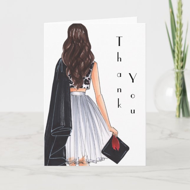 Asian Theme Graduation Thank You Card (Front)