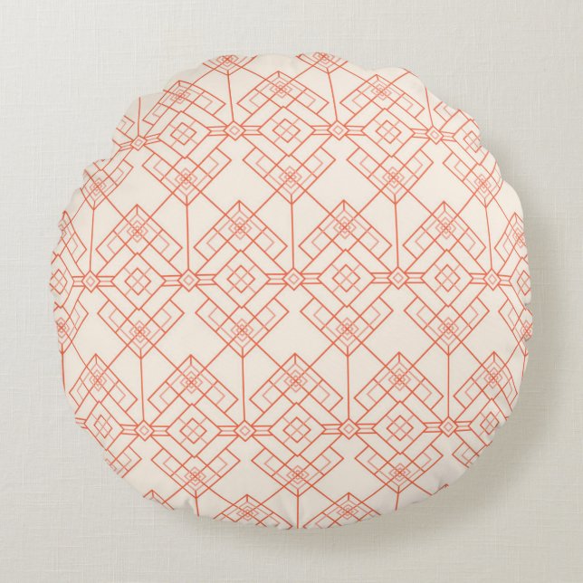 Asian traditional pattern round cushion (Front)
