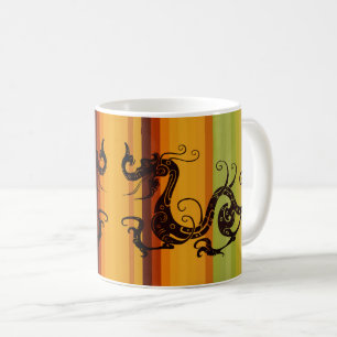 Asian Tribal Dragon Silhouette Art Coffee Mug