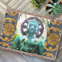Asian Turquoise Buddha Statue Photo Peace Quote
