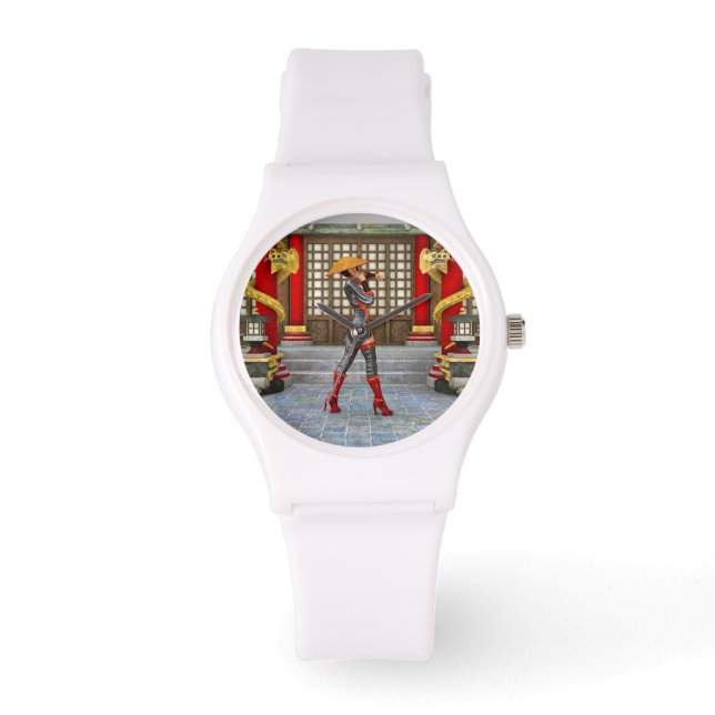Asian Warrior Maiden Fantasy Samurai Artwork Watch (Front)
