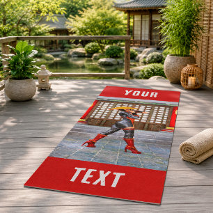 Asian Warrior Maiden Fantasy Samurai Artwork Yoga Mat
