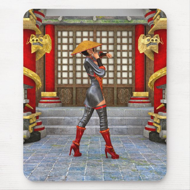 Asian Warrior Maiden Mouse Mat (Front)