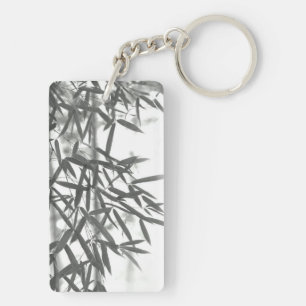 Asian wash painting style (sumi-e) style bamboo key ring