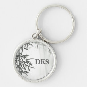 Asian wash painting style (sumi-e) style bamboo key ring